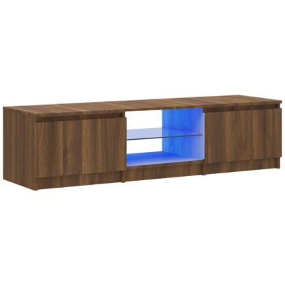 TV-Schrank mit LED-Leuchten Braun Eichen-Optik 140x40x35,5 cm - Image 2