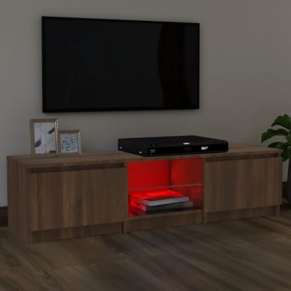 TV-Schrank mit LED-Leuchten Braun Eichen-Optik 140x40x35,5 cm - Image 3