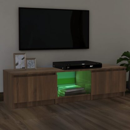 TV-Schrank mit LED-Leuchten Braun Eichen-Optik 140x40x35,5 cm - Image 4