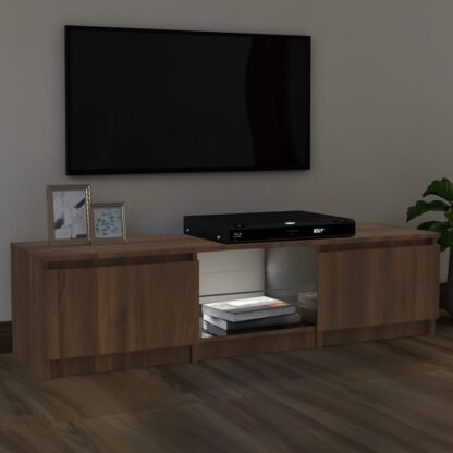 TV-Schrank mit LED-Leuchten Braun Eichen-Optik 140x40x35,5 cm - Image 5