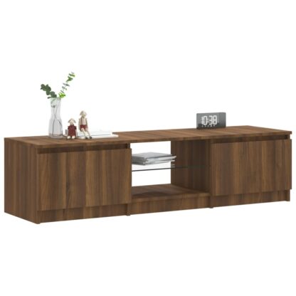 TV-Schrank mit LED-Leuchten Braun Eichen-Optik 140x40x35,5 cm - Image 6
