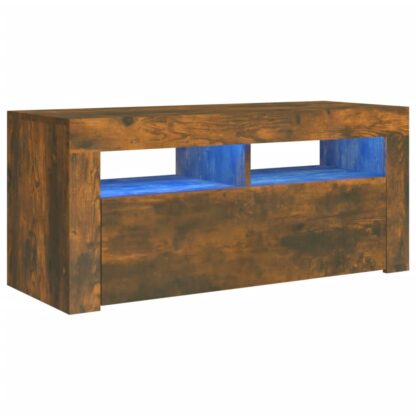 TV-Schrank mit LED-Leuchten Räuchereiche 90x35x40 cm - Image 2