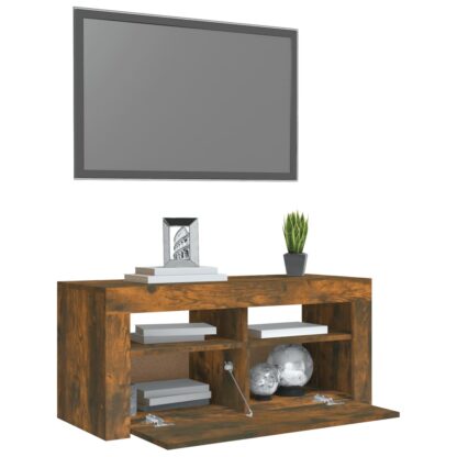 TV-Schrank mit LED-Leuchten Räuchereiche 90x35x40 cm - Image 6