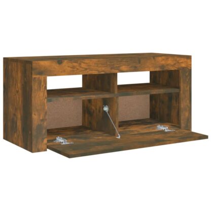 TV-Schrank mit LED-Leuchten Räuchereiche 90x35x40 cm - Image 10