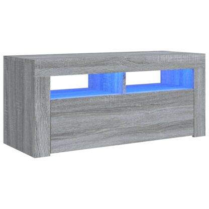 TV-Schrank mit LED-Leuchten Grau Sonoma 90x35x40 cm - Image 2