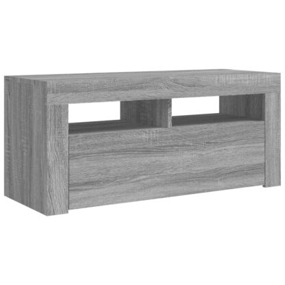 TV-Schrank mit LED-Leuchten Grau Sonoma 90x35x40 cm - Image 8
