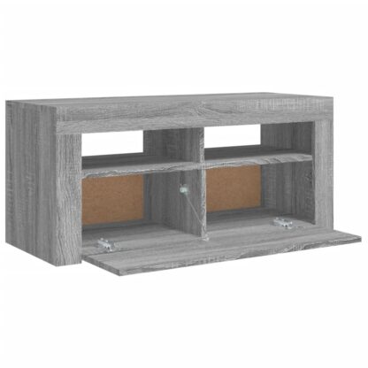 TV-Schrank mit LED-Leuchten Grau Sonoma 90x35x40 cm - Image 10
