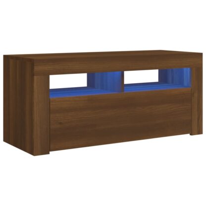 TV-Schrank mit LED-Leuchten Braun Eichen-Optik 90x35x40 cm - Image 2