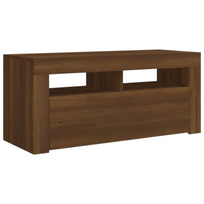 TV-Schrank mit LED-Leuchten Braun Eichen-Optik 90x35x40 cm - Image 8