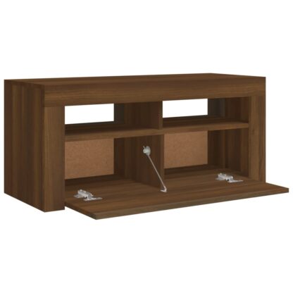 TV-Schrank mit LED-Leuchten Braun Eichen-Optik 90x35x40 cm - Image 10