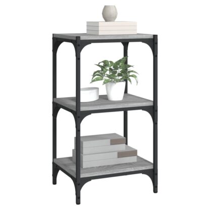 Bücherregal Grau Sonoma 40x33x70,5 cm Holzwerkstoff und Stahl - Image 4
