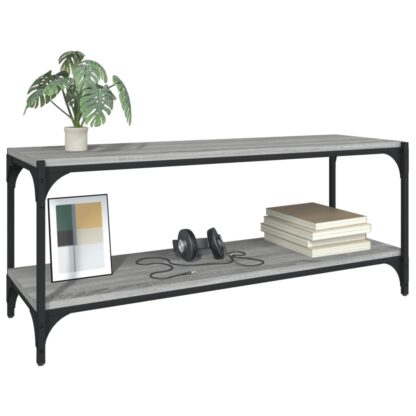 TV-Schrank Grau Sonoma 100x33x41 cm Holzwerkstoff und Stahl - Image 4