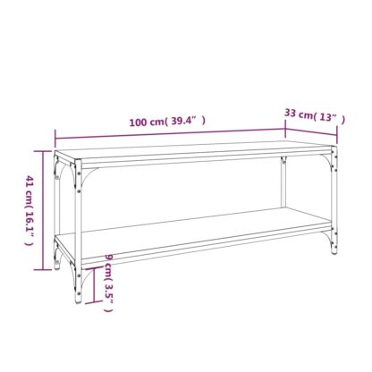 TV-Schrank Grau Sonoma 100x33x41 cm Holzwerkstoff und Stahl - Image 9