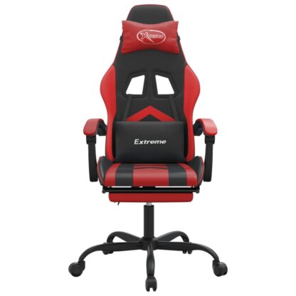 Gaming-Stuhl mit Fußstütze Drehbar Schwarz & Rot Kunstleder - Image 3