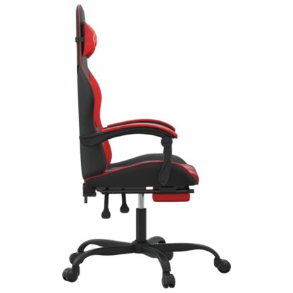 Gaming-Stuhl mit Fußstütze Drehbar Schwarz & Rot Kunstleder - Image 4