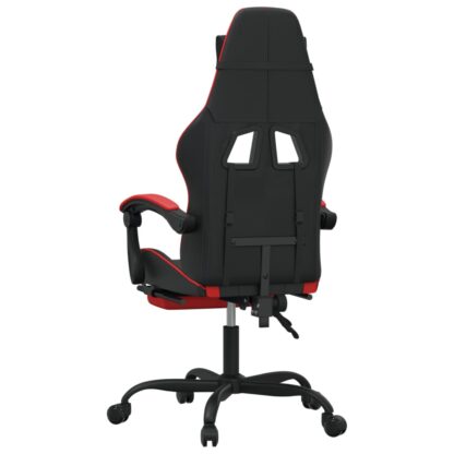 Gaming-Stuhl mit Fußstütze Drehbar Schwarz & Rot Kunstleder - Image 5