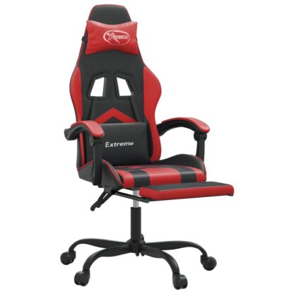 Gaming-Stuhl mit Fußstütze Drehbar Schwarz & Rot Kunstleder - Image 6