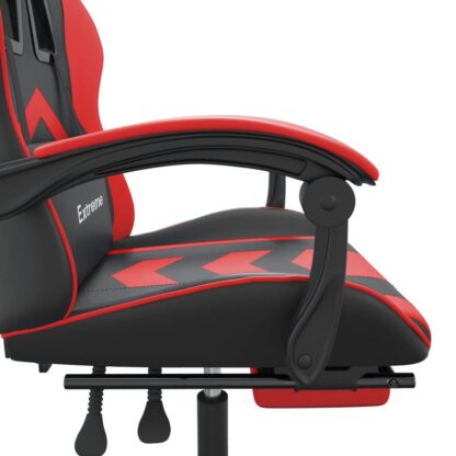 Gaming-Stuhl mit Fußstütze Drehbar Schwarz & Rot Kunstleder - Image 8