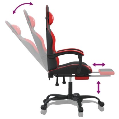 Gaming-Stuhl mit Fußstütze Drehbar Schwarz & Rot Kunstleder - Image 11