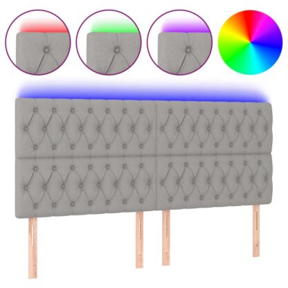 LED Kopfteil Hellgrau 180x7x118/128 cm Stoff - Image 2