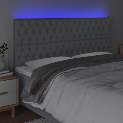 LED Kopfteil Hellgrau 180x7x118/128 cm Stoff - Image 3