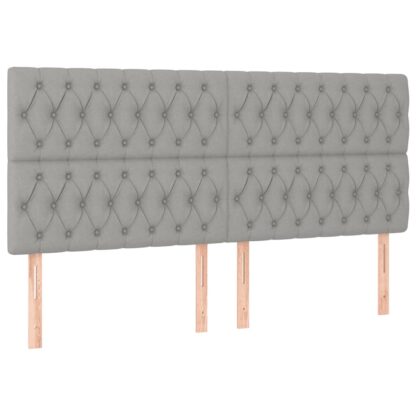 LED Kopfteil Hellgrau 180x7x118/128 cm Stoff - Image 4