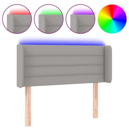 LED Kopfteil Hellgrau 103x16x78/88 cm Stoff - Image 2