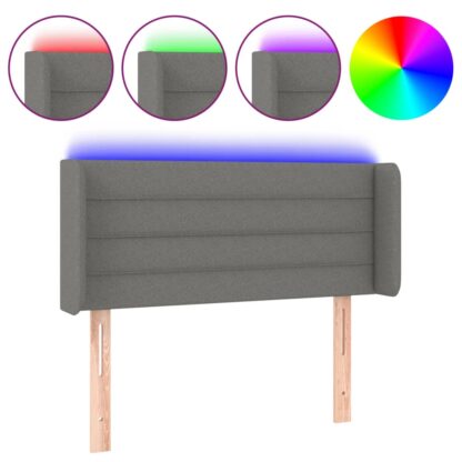 LED Kopfteil Dunkelgrau 103x16x78/88 cm Stoff - Image 2