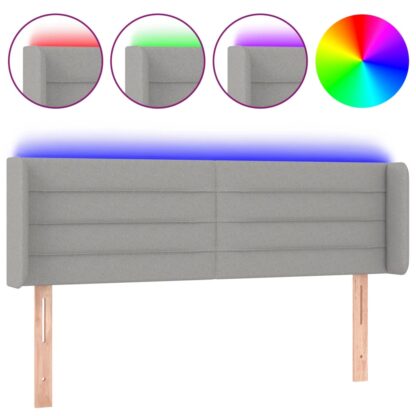 LED Kopfteil Hellgrau 147x16x78/88 cm Stoff - Image 2