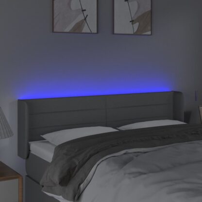 LED Kopfteil Hellgrau 147x16x78/88 cm Stoff - Image 4