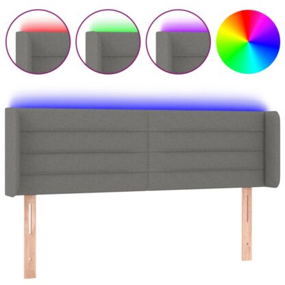LED Kopfteil Dunkelgrau 147x16x78/88 cm Stoff - Image 2