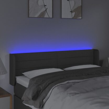 LED Kopfteil Dunkelgrau 147x16x78/88 cm Stoff - Image 4