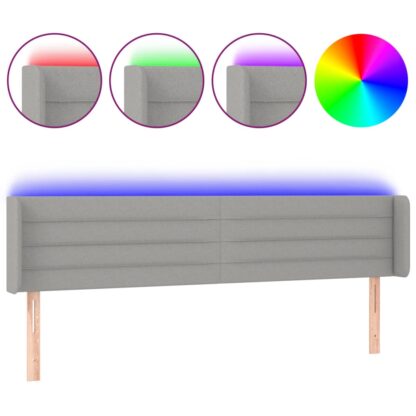 LED Kopfteil Hellgrau 163x16x78/88 cm Stoff - Image 2