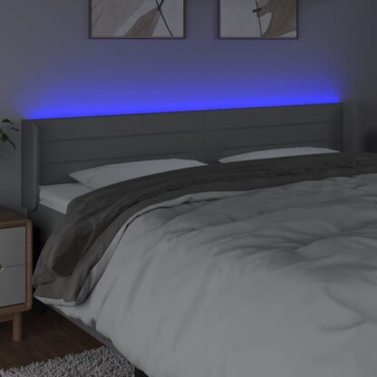 LED Kopfteil Hellgrau 163x16x78/88 cm Stoff - Image 4