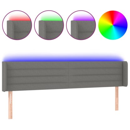 LED Kopfteil Dunkelgrau 163x16x78/88 cm Stoff - Image 2