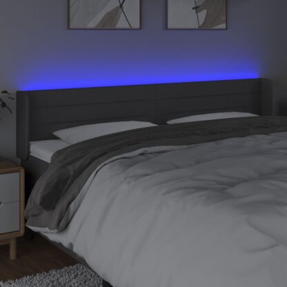 LED Kopfteil Dunkelgrau 163x16x78/88 cm Stoff - Image 4
