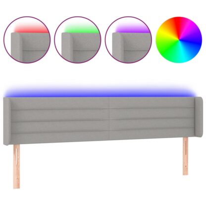 LED Kopfteil Hellgrau 183x16x78/88 cm Stoff - Image 2