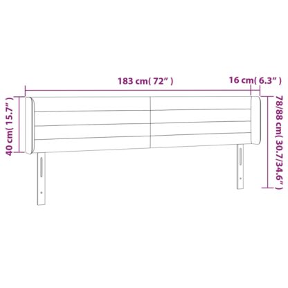 LED Kopfteil Hellgrau 183x16x78/88 cm Stoff - Image 6