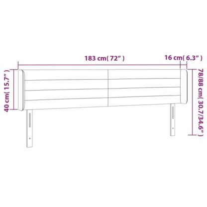 LED Kopfteil Dunkelgrau 183x16x78/88 cm Stoff - Image 6