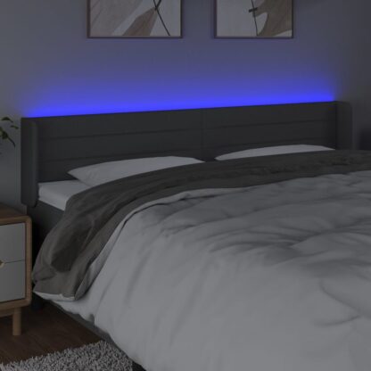 LED Kopfteil Dunkelgrau 203x16x78/88 cm Stoff - Image 4