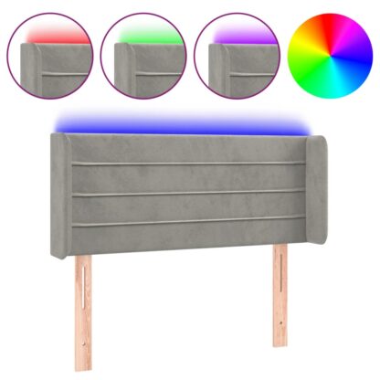 LED Kopfteil Hellgrau 93x16x78/88 cm Samt - Image 2