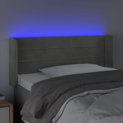 LED Kopfteil Hellgrau 93x16x78/88 cm Samt - Image 4