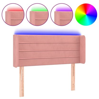 LED Kopfteil Rosa 103x16x78/88 cm Samt - Image 2