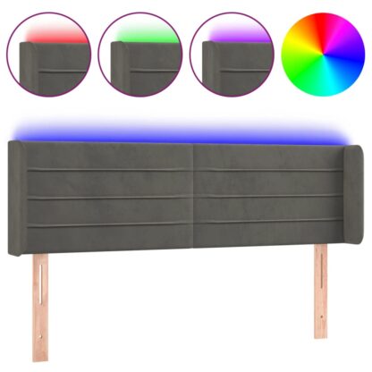 LED Kopfteil Dunkelgrau 147x16x78/88 cm Samt - Image 2