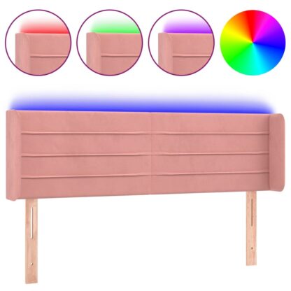 LED Kopfteil Rosa 147x16x78/88 cm Samt - Image 2