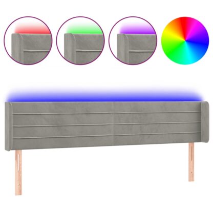 LED Kopfteil Hellgrau 163x16x78/88 cm Samt - Image 2