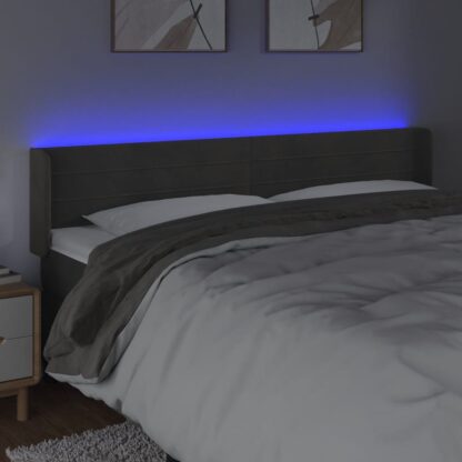 LED Kopfteil Dunkelgrau 163x16x78/88 cm Samt - Image 4