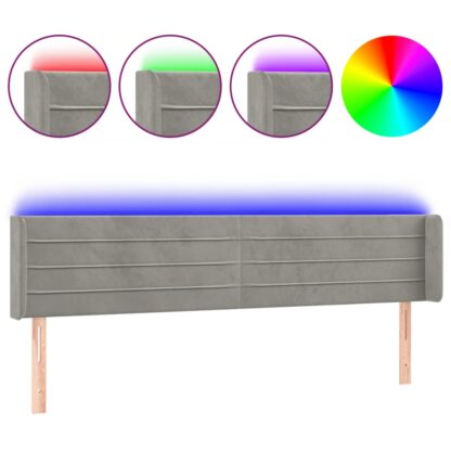 LED Kopfteil Hellgrau 203x16x78/88 cm Samt - Image 2