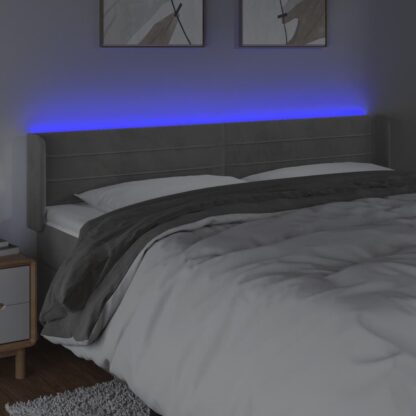 LED Kopfteil Hellgrau 203x16x78/88 cm Samt - Image 4