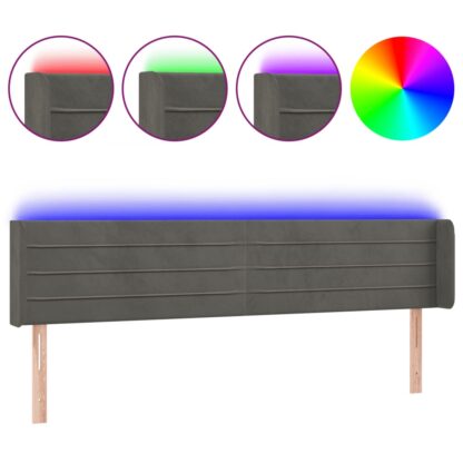 LED Kopfteil Dunkelgrau 203x16x78/88 cm Samt - Image 2